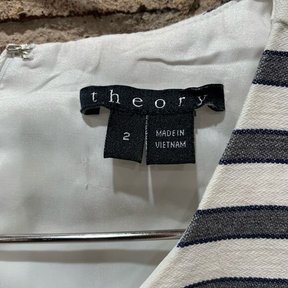 Theory Alaqua Drop Waist Striped Flare Dress Size 2 - Picture 5 of 5